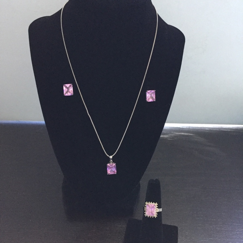 💗Pink Pendant & Earring Set💗 - Picture 2 of 5